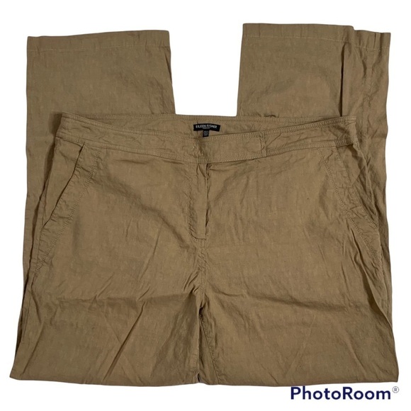 Eileen Fisher Linen Blend Straight Leg Trousers - Picture 2 of 16